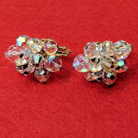 Vintage Vendome Aurora Borealis Crystal Necklace and Earring Set - Picture 5 of 5